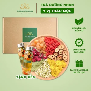 Trà Dưỡng Nhan 7 Vị Thảo Mộc (Hộp 30 Gói) Đẹp Da, Mát Gan, Thanh Nhiệt, Dễ Ngủ, Giảm Rụng Tóc
